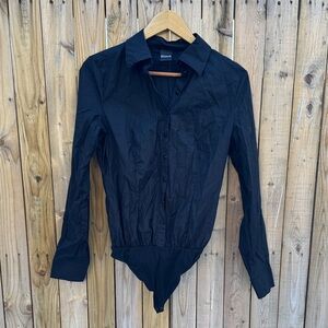 Black Long Sleeve poplin Bodysuit